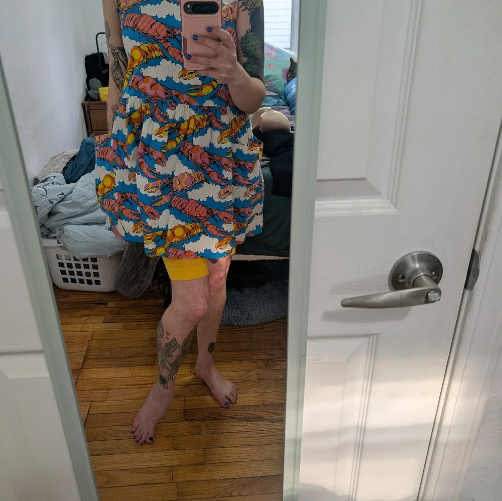 Blue Multicolor Lobster Dream Large Pocket Dress - Picture 3 of 3